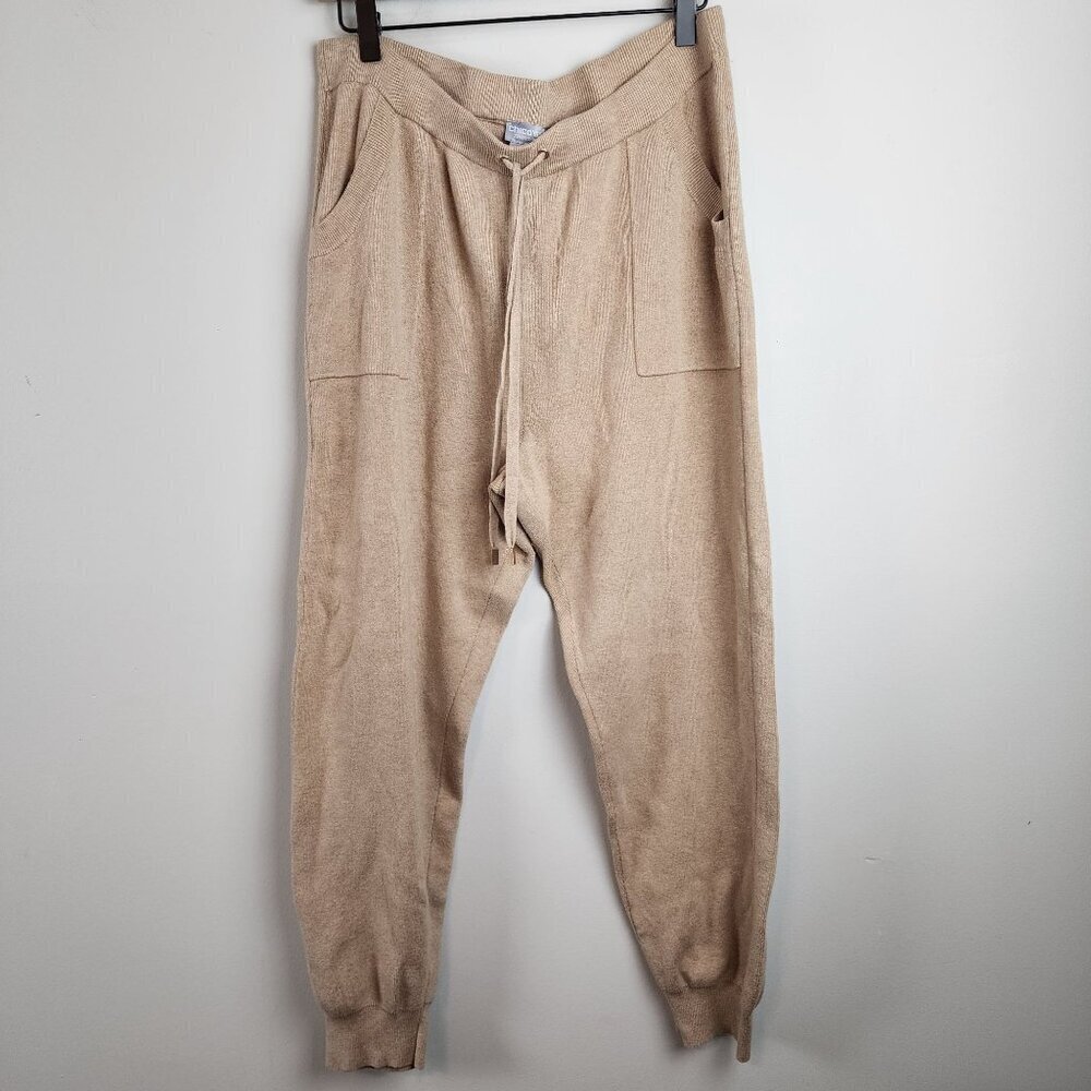 Chico'z Zenergy women 2 / L light brown knit pants tapered leg pockets